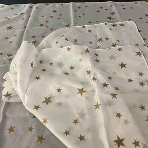 2 Sheer Tablecloths Fabric Gold Silver Stars Tulle Lace Fabric 34 x 34